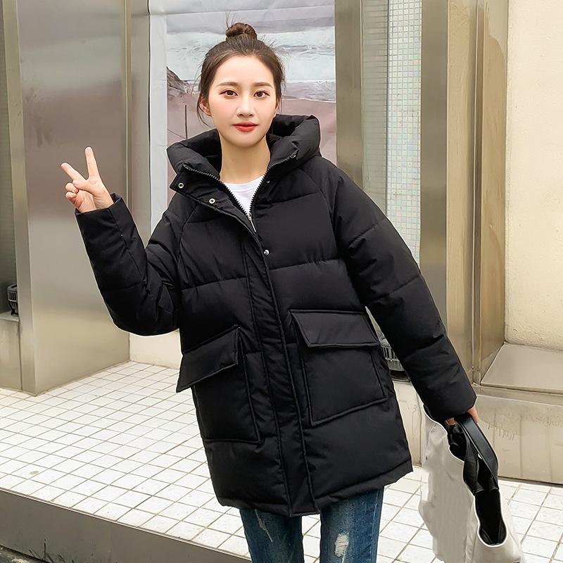 Пуховик Женский Зимний Маленький Стиль Средней Длины Маленький Детский Зимний С Капюшоном Широкий