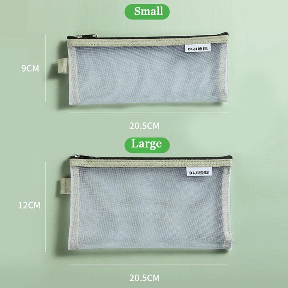 Zipper Pouch Small Wallet Grid Pencil Bag Mesh Storage Bags Stationery Bag Transparent File Bag