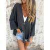 Women's Solid Colour V-Neck Fashion Loose Mid-Length Sleeve Cardigan Top