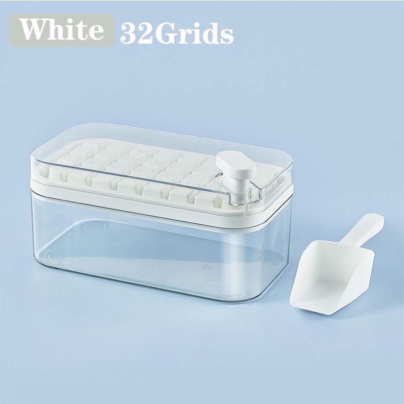 1 шт., пресс-форма для льда с одной кнопкой, коробка для формования льда 32/64 сетки, пластиковая форма для изготовления кубиков льда, форма для лотка для льда с коробкой для хранения с кухонным барным инструментом для прохладительных напитков