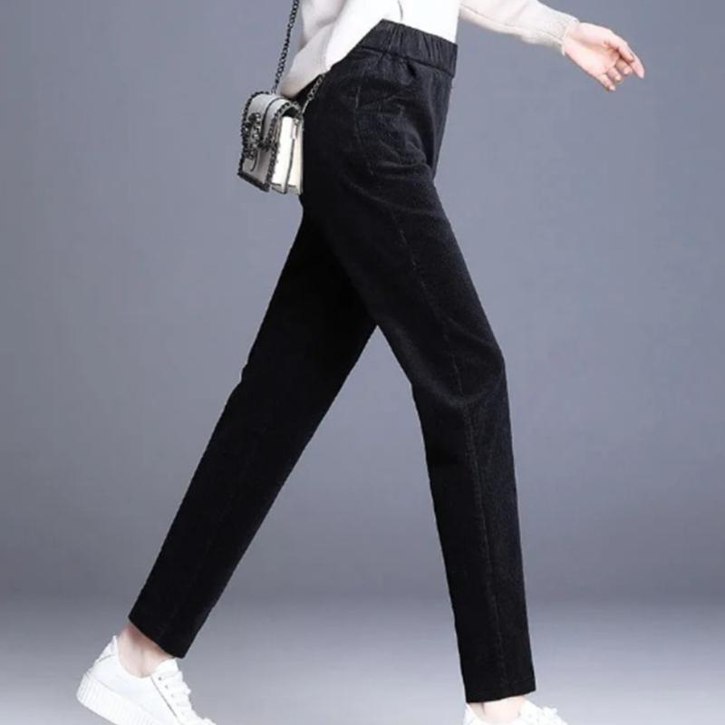Женские шерстяные брюки, зимние толстые теплые кашемировые брюки, вельветовые женские однотонные свободные брюки