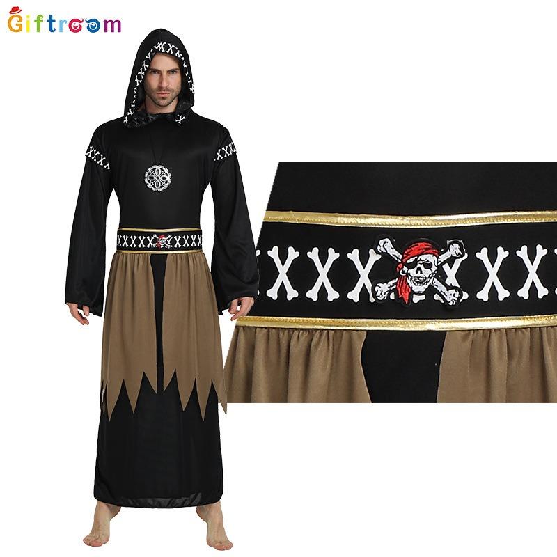 Halloween Costume Adult Men Black Impermanence Clothes Robe Wizard Playing Costume Demon Death Comes Party Costume