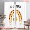 2pcs 2D Flat Printing Window Treatment Curtains Bee Rainbow Grateful Quote 100% Polyester Without Electricity Family Party for