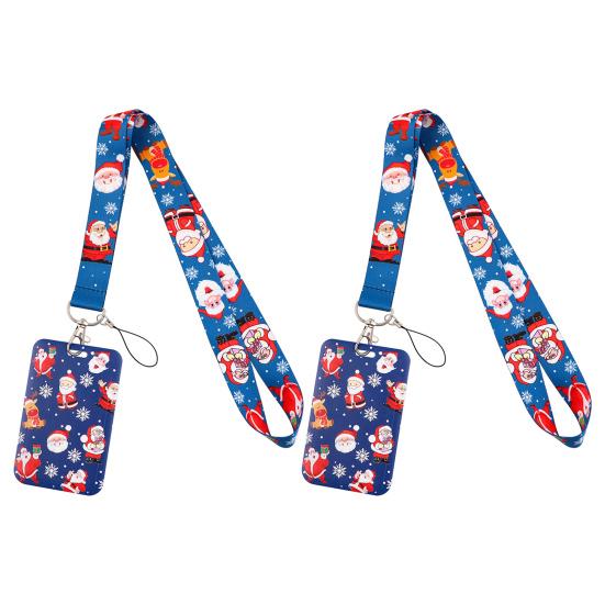 2 шт. шнурки для изготовления знаков, рождественский снеговик, шнурок на шею, держатель для ключей, значок Санты, шнурок с держателем для карт, наполнитель для рождественских носков