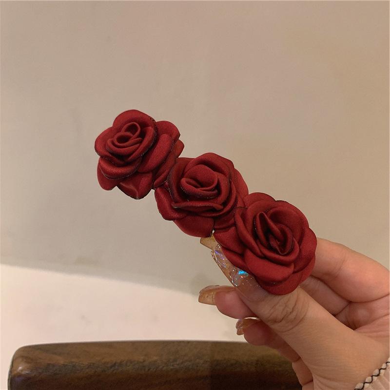 Stunning Camellia Red Hairpin: Plush High-End Autumn/Winter Headdress