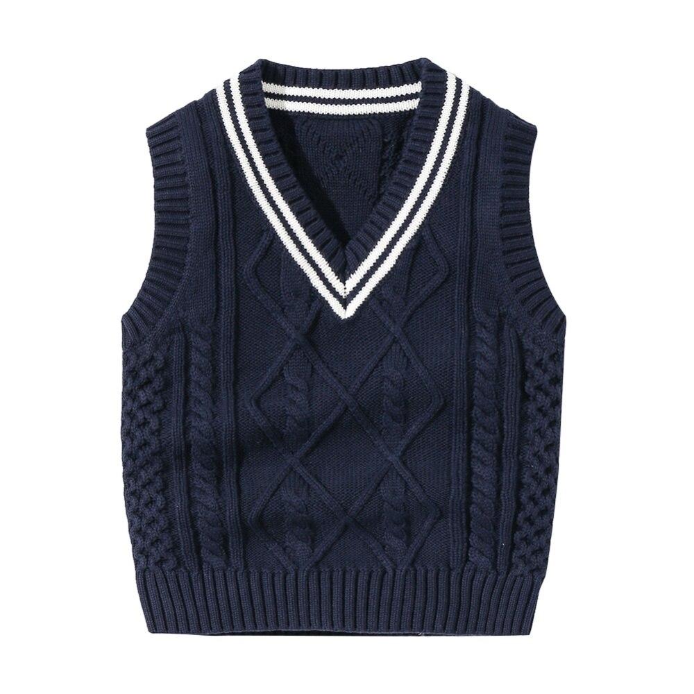 Autumn Winter Baby Knit Sweater Vest Kids Boys Pullover V-Neck Sweater Toddler Girl Casual Outerwear