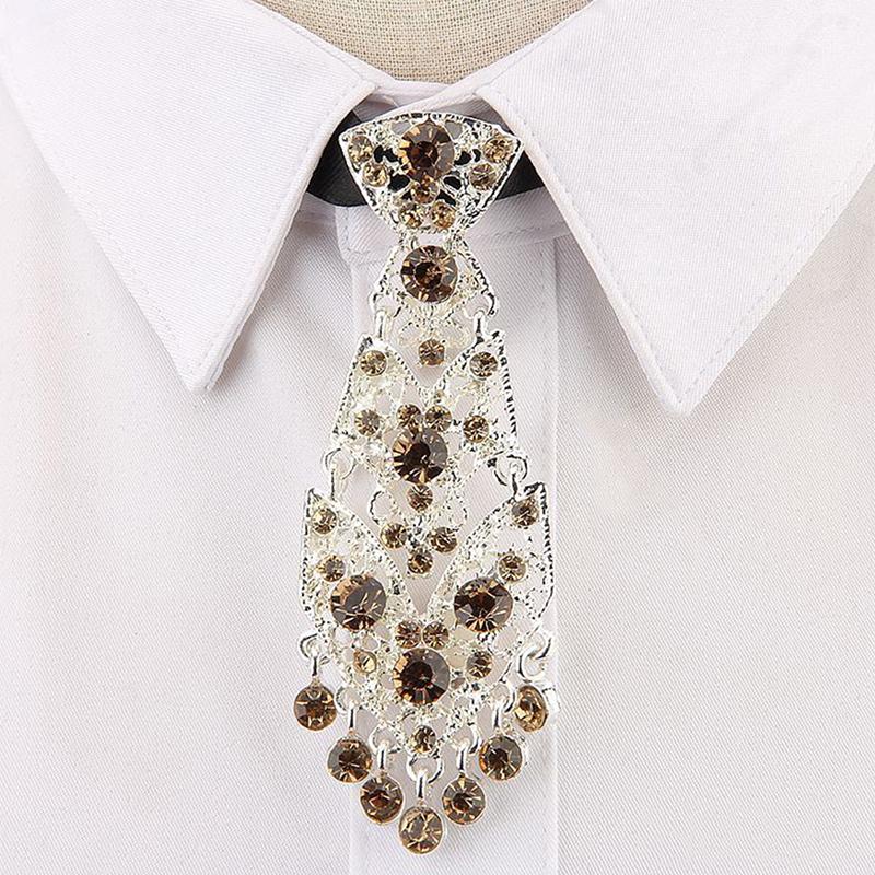 Personality Crystal Neckties Wine Party Wedding Ceremony Metal Short Luxury Tie Men Accessories