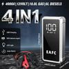 EAFC Портативный пуско-зарядное устройство для автомобиля 4000А Пик 12В, Power Bank, Инструмент для аварийного запуска автомобиля, для бензиновых двигателей до 10.0 л / дизельных до 6.0 л с умными зажимами