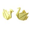 [P3913] - Gold 'Origami' (swan) Handcrafted Earrings - 15x13 Mm