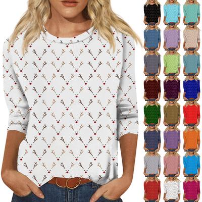 Женская модная повседневная футболка с рукавом три четверти, принтом на Хэллоуин и круглым вырезом