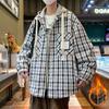 Осенне-зимняя хлопковая утолщенная куртка с капюшоном для мужчин, молодежная, в стиле Гонконга, свободная, студенческая, красивая, клетчатая, верхняя одежда