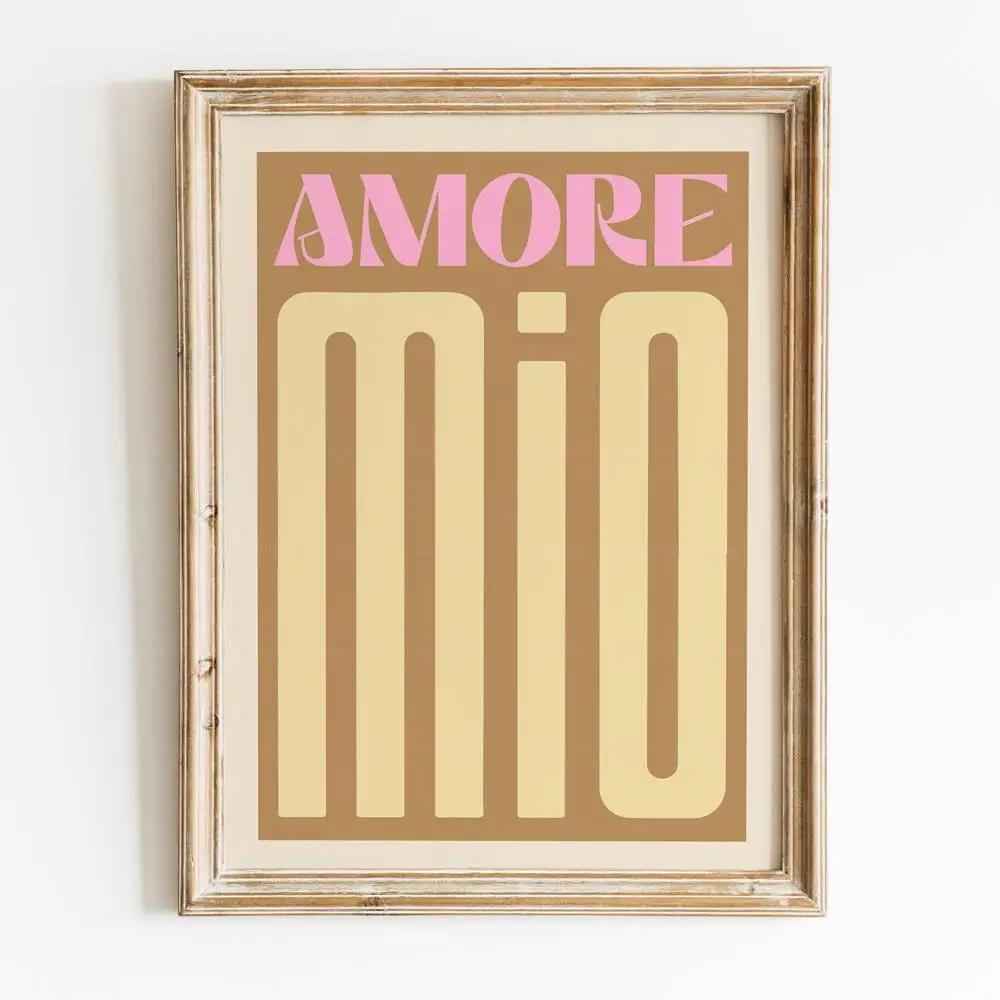 Современный красочный принт Amore Mio Постер Настенное искусство Любовь Холст Картина Для гостиной Домашний декор Идея подарка на День святого Валентина