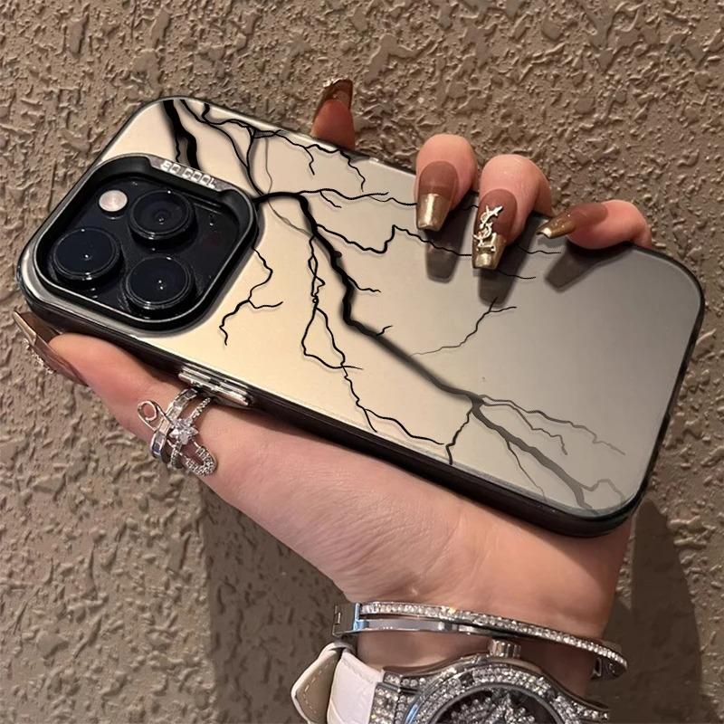 Роскошный матовый жесткий чехол с графикой «Молния» для iPhone 16 15 14 13 12 11 Pro Max XS X XR 8 7 Plus Ударопрочная покрытая крышка