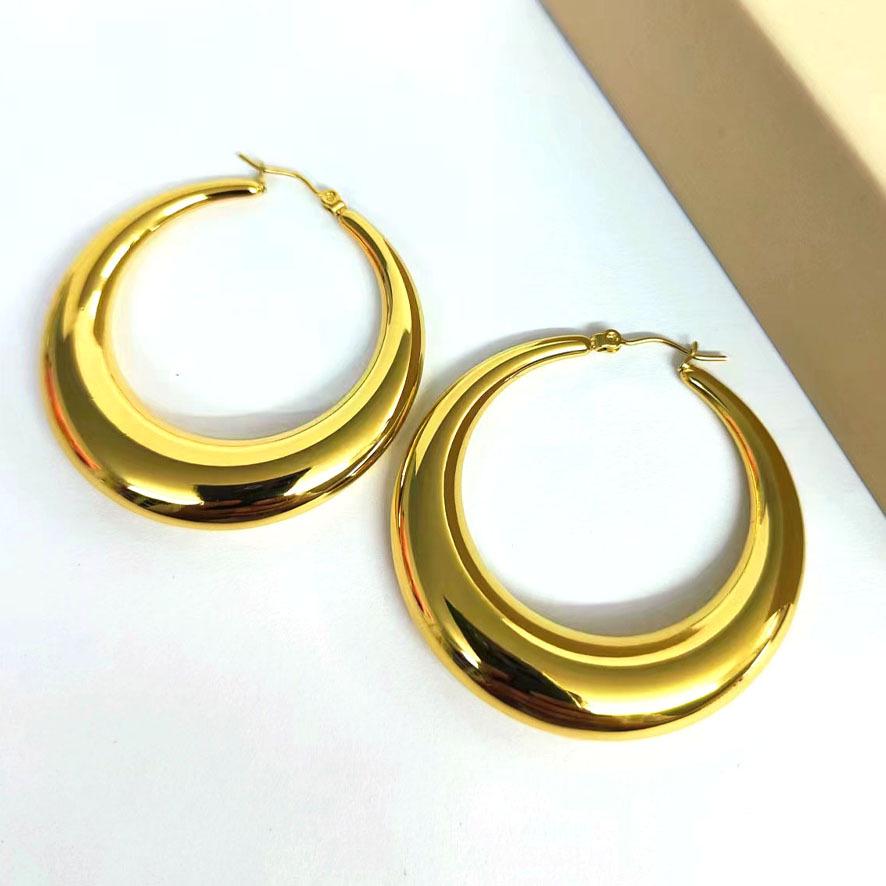 18K Gold Crescent Hoop Stainless Steel Ear Cuffs