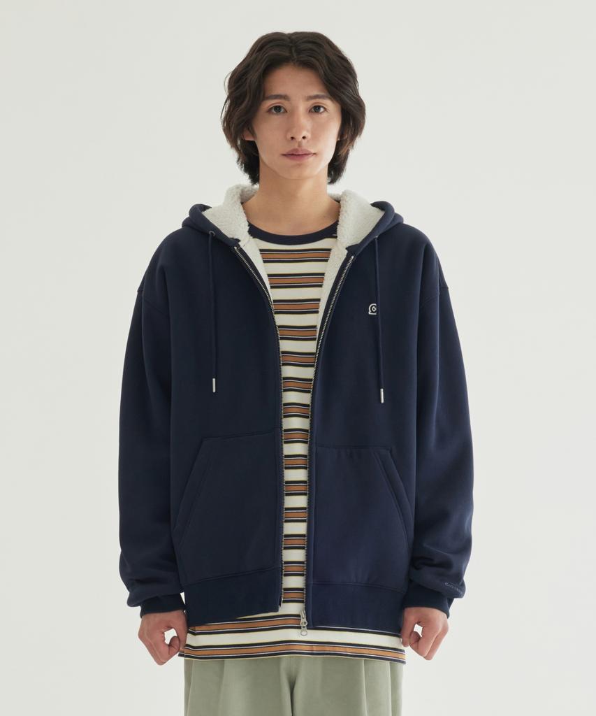 Covernat Signature Symbol Boa Zip-Up Hoodie Dark Navy