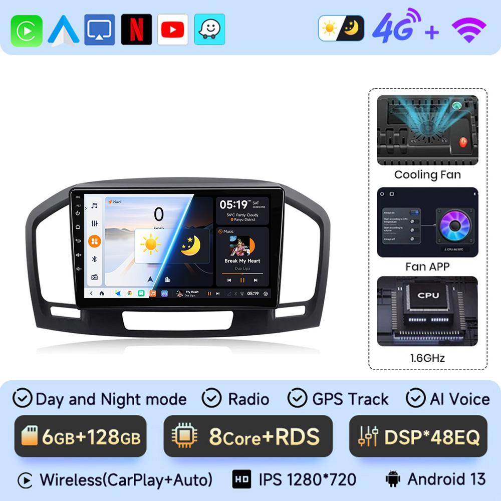 JIUYIN Автомагнитола Android 13 Для Buick Regal Opel Insignia 2009 - 2013 беспроводной CarPlay Auto интеллектуальные системы авто Lect