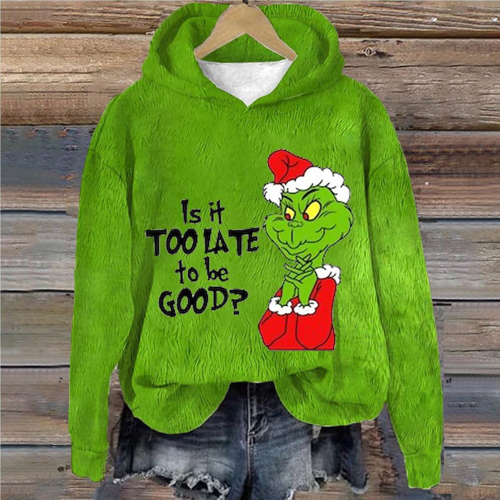 Женская толстовка, спортивная, рождественская, фланелевый пуловер, толстовка с длинным рукавом, повседневная толстовка