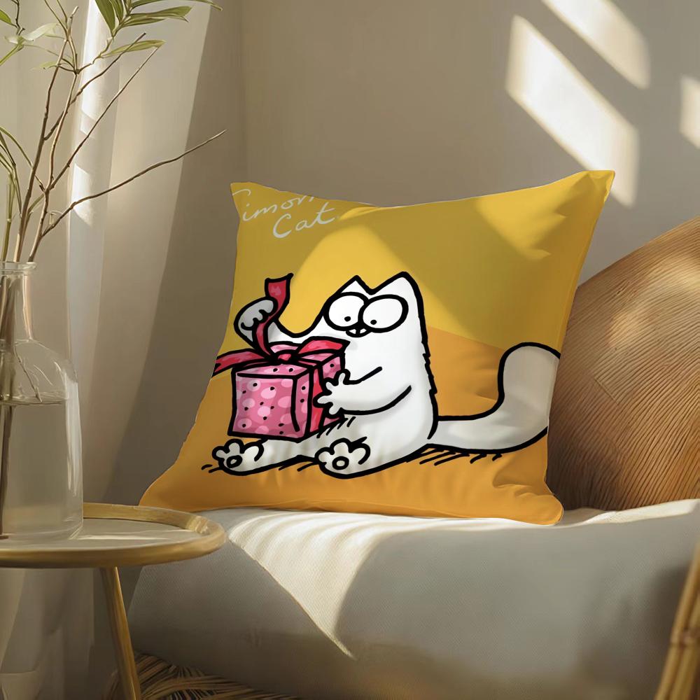 Cute Smart Cat Cartoon SSimons Cat Pillow Case Pattern Printed Pillowcase for Living Room Sofa Cushion Cover Bedroom Decor