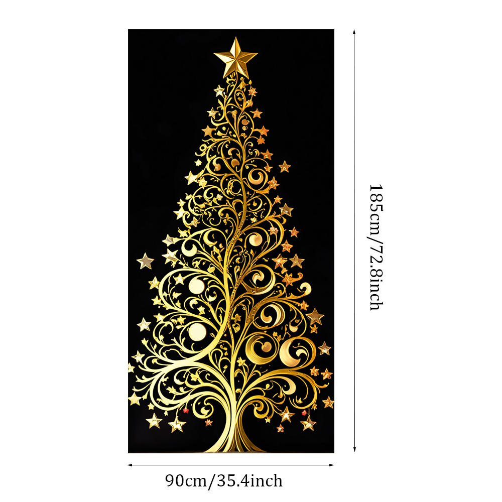 Christmas Tree Pattern Decoration 180x90cm 2025 Christmas Door Cover Banner Party Background Outdoor Porch Sign Can Customized
