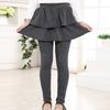 Girl Culottes Mid-rise Ruffle Hem Solid Color Girl Skort Solid Color Elastic Slim