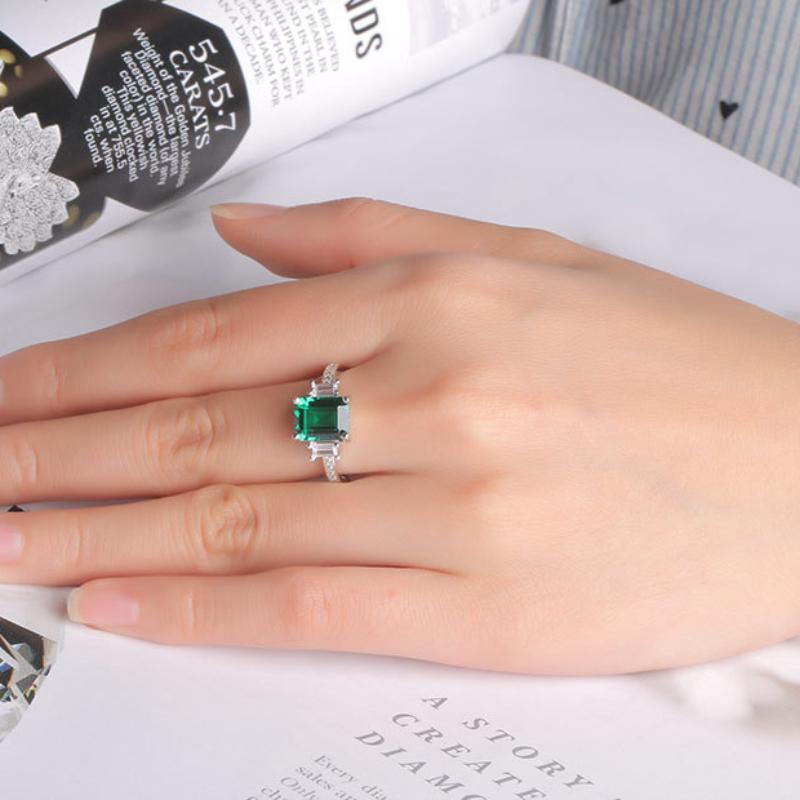 Gica Gema Квадратное нано-Изумрудное модное кольцо из стерлингового серебра 925 пробы, новый дизайн, кольцо для женщин, женские ювелирные изделия, нежный подарок на свадьбу, помолвку
