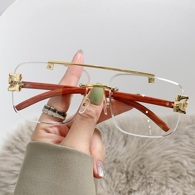 Солнцезащитные очки без оправы женские солнцезащитные очки с двойной оправой квадратные деревянные солнцезащитные очки с изображением головы леопарда мужские