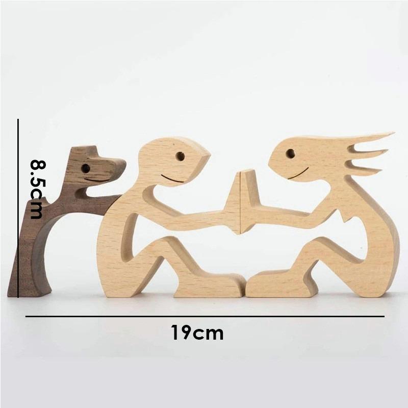 Деревянная фигурка в виде семейного щенка, настольное украшение для стола, резьба по дереву