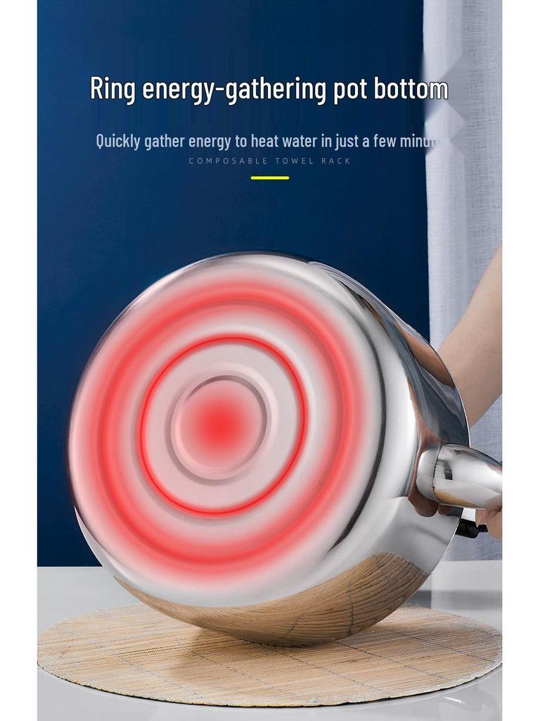 Чайник из нержавеющей стали 304 большой вместимости со свистком для газовых, открытых и индукционных плит.