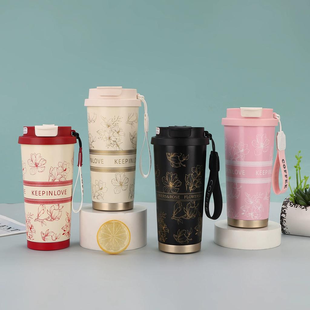 Lily of the Valley Insulated Tumbler 316 Stainless Steel Dual Drinking Lid Coffee Cup