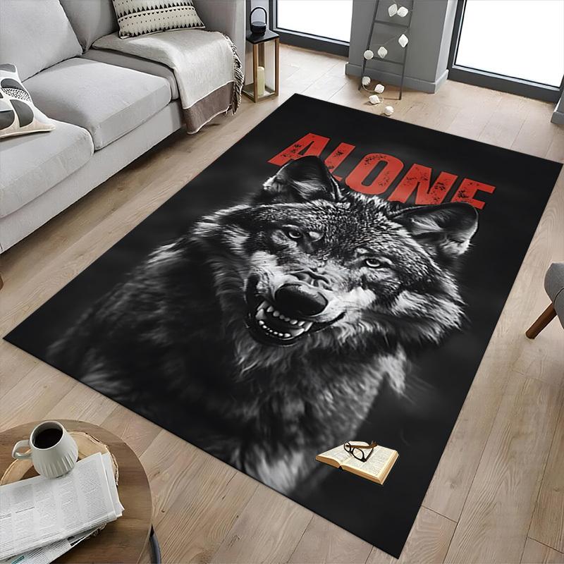 1pc wolf alone Carpet Anti Slip Polyester Floor Mat for office.Bedroom