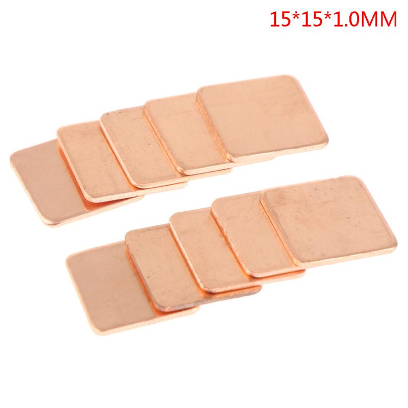 10 шт. термопрокладок 15x15 мм медные термопрокладки для графического процессора медная прокладка радиатор для охлаждения ноутбука лист радиатора для процессора