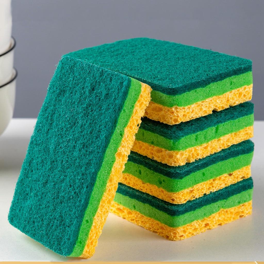 Чистящая ткань, губка, древесная масса, хлопок, три в одном, для чистки кухни, мытья посуды и кастрюль