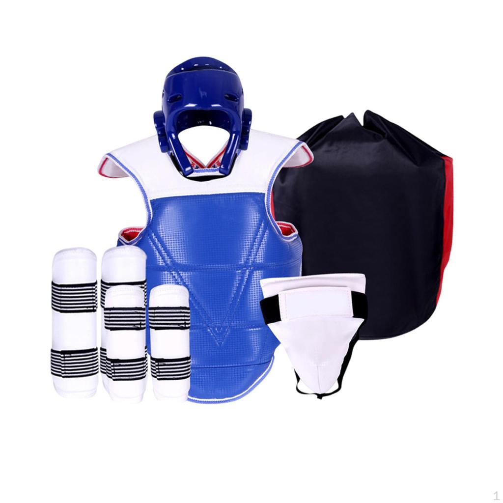 5 Pack Taekwondo Guards, Full Body Protection, Boxing Headgear, Padded Groin Guard, Martial Arts