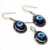 Blue Evil Eye Gemstone 925 Sterling Silver Plated Pendant Earring Set PES-S59