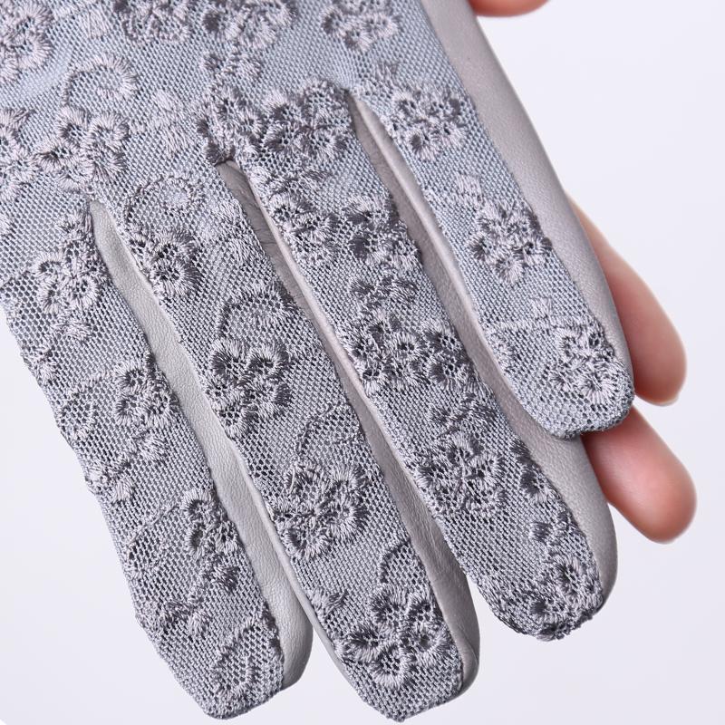 Кружевные кожаные перчатки Черные короткие перчатки из овчины