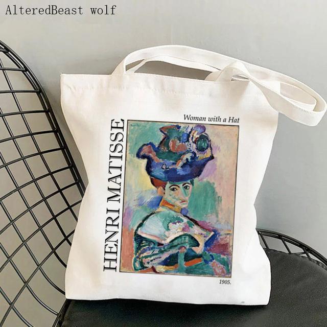 Женская сумка-шоппер Henri Matisse, цветная сумка с цветочным узором, Harajuku, парусиновая сумка-шоппер, сумка для девочек, сумка через плечо, женская сумка