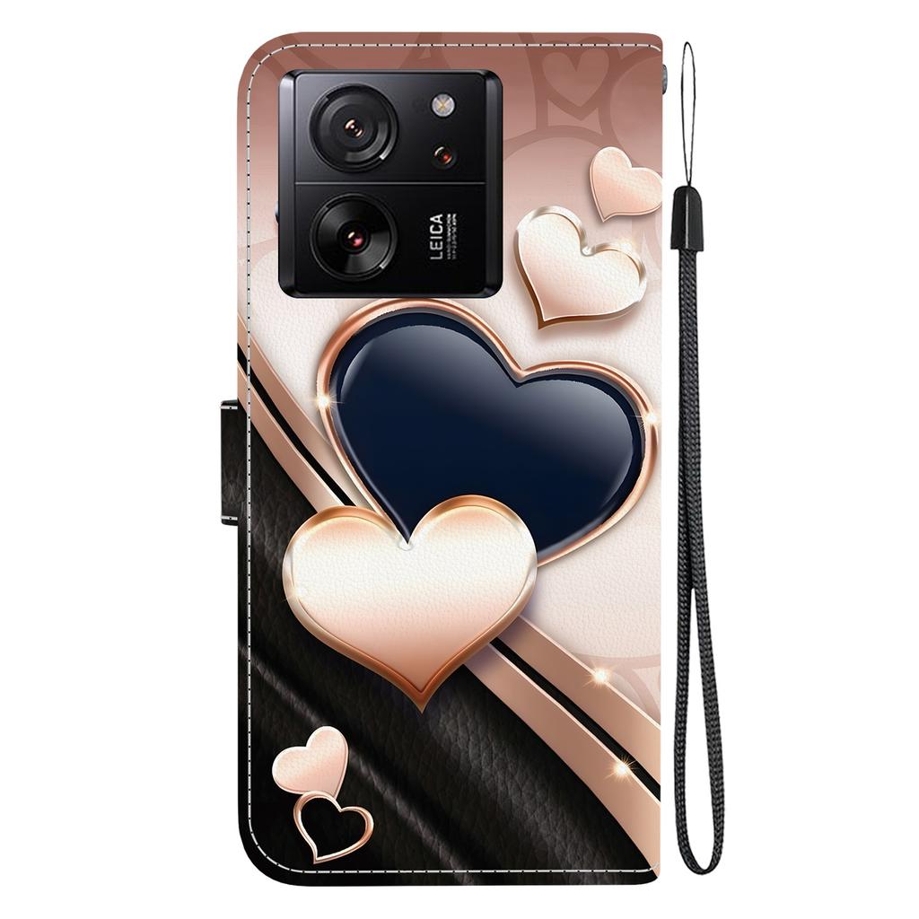 Чехол-книжка из искусственной кожи ручной работы для Xiaomi Redmi K60 Ultra, противоскользящий, противоударный, с ремешком на запястье и дизайном в виде сердца/розы и кошки