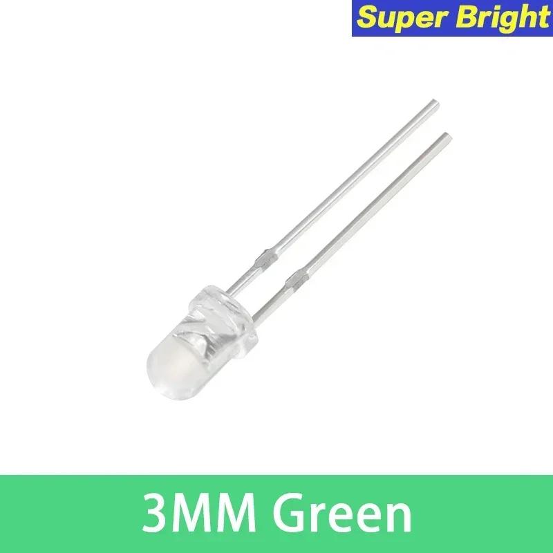 50PCS 3MM F3 LED Diode DIY Kit Ultra Bright Light Emitting Diode Transparent LED Lamp Orange Red Yellow Blue Green