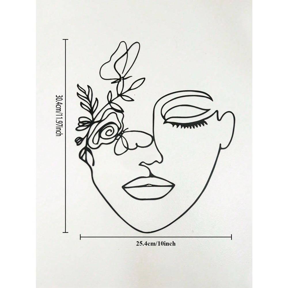 1 PC Women Face/Abstract Face Lines Modern Black Metal Wall Home Decor Hanging Wall Art For Home Decoration,Bedroom, Dinner Room, Bathroom Living Room