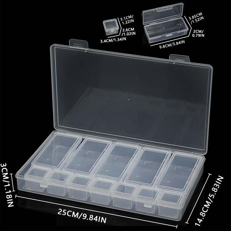 Маленький прозрачный пластиковый органайзер для бисера, контейнеры для хранения бисера и страз с откидной крышкой для хранения мелких предметов, рукоделия, ювелирных изделий