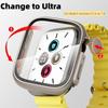 Корпус из закаленного стекла + чехол для часов ПК для Apple Watch 8 7 45 мм 41 мм 44 мм 40 мм Обновление до Apple Watch Ultra 49 мм Защитный бампер-экран