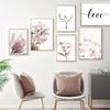 Romantic Pink Flowers Modern Line Woman Love Art Wall Art Canvas Painting Poster Print Wall Paintings For Living Room Decor