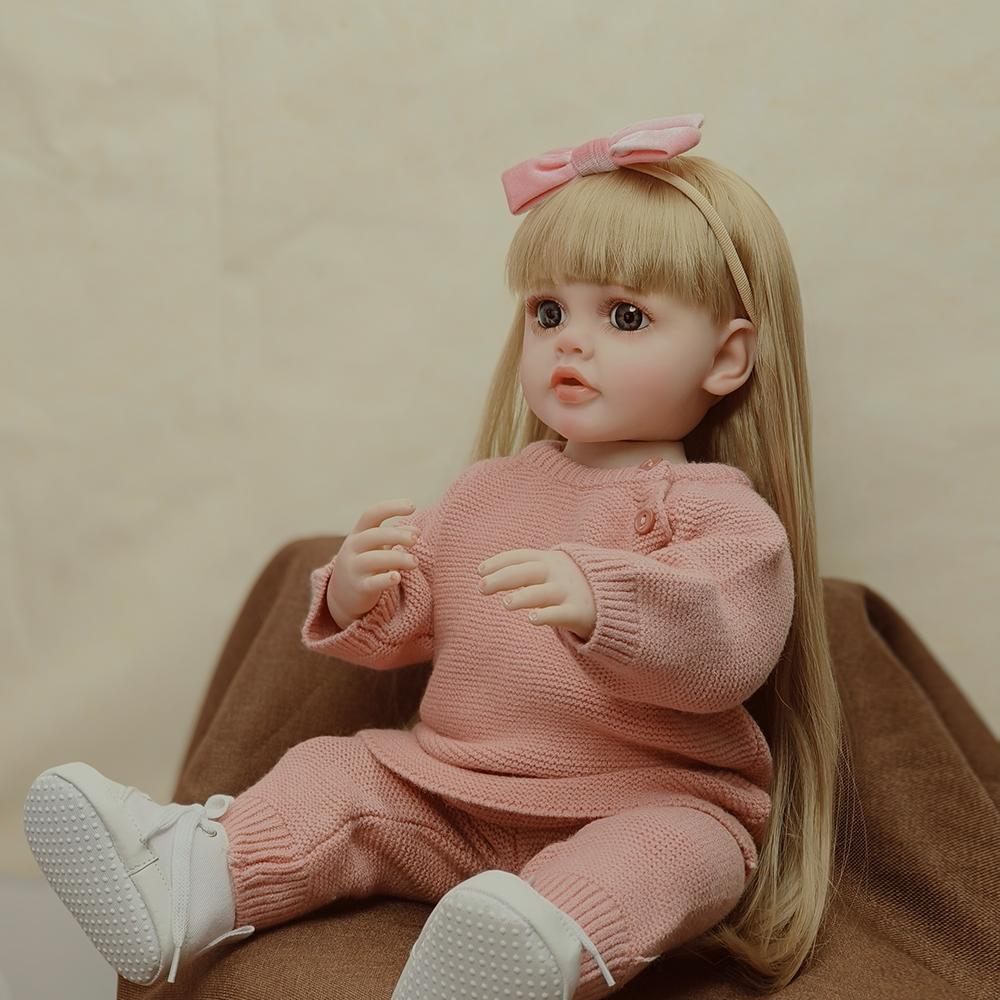 55 см мягкая силиконовая виниловая игрушка для всего тела, кукла Reborn для маленьких девочек, Бетти, реалистичный парик для новорожденного, подарки для детей, игрушки