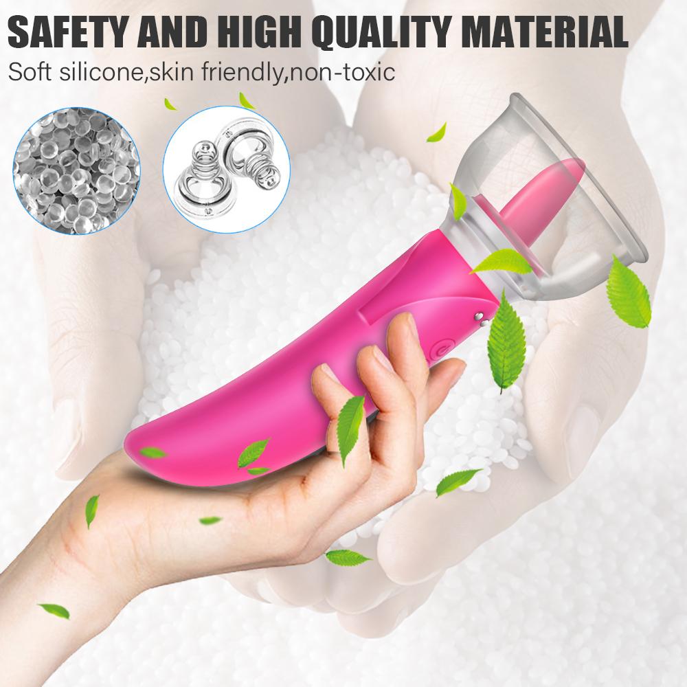 Насос для лизания языка Клитор Точка G Вибратор Дилдо Вибратор Двойная головка Стимулятор сосков Секс-игрушки для женщин Вагина Массаж груди Продукты для взрослых