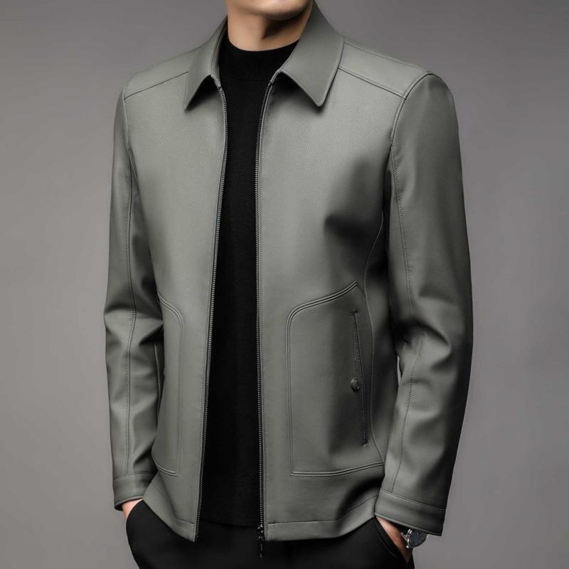 Куртка из натуральной кожи, мужская, новая, осенняя, бархатная, высококачественная, мотоциклетная, куртка из овчины, повседневная, с лацканами