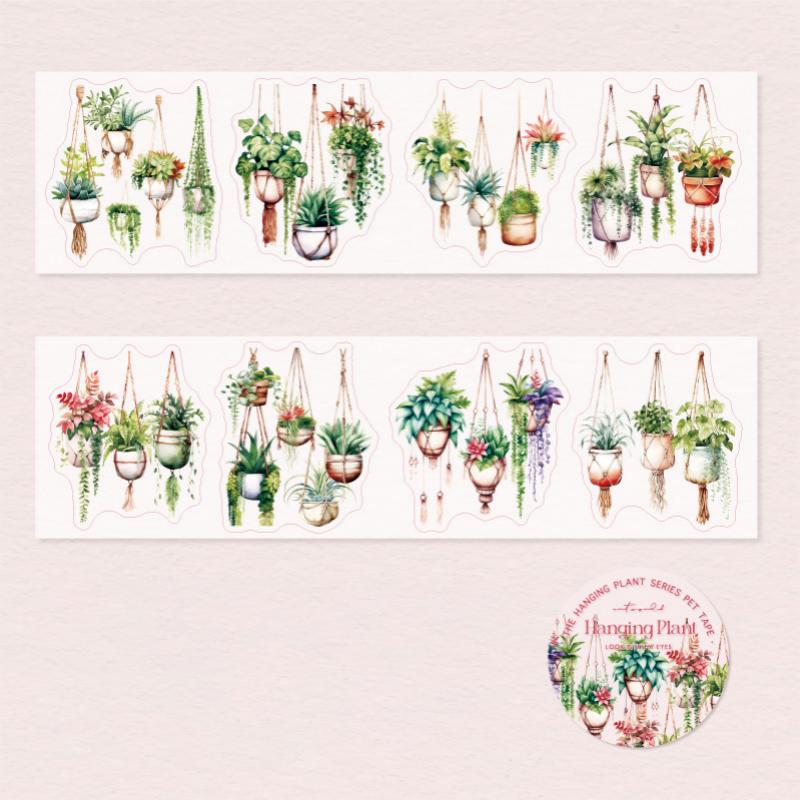 1 Roll Masking Tape 2m Hanging Potted Plants Die-Cut Tape Scrapbook DIY & Journal Planner Decoration For Phone Case Notebook