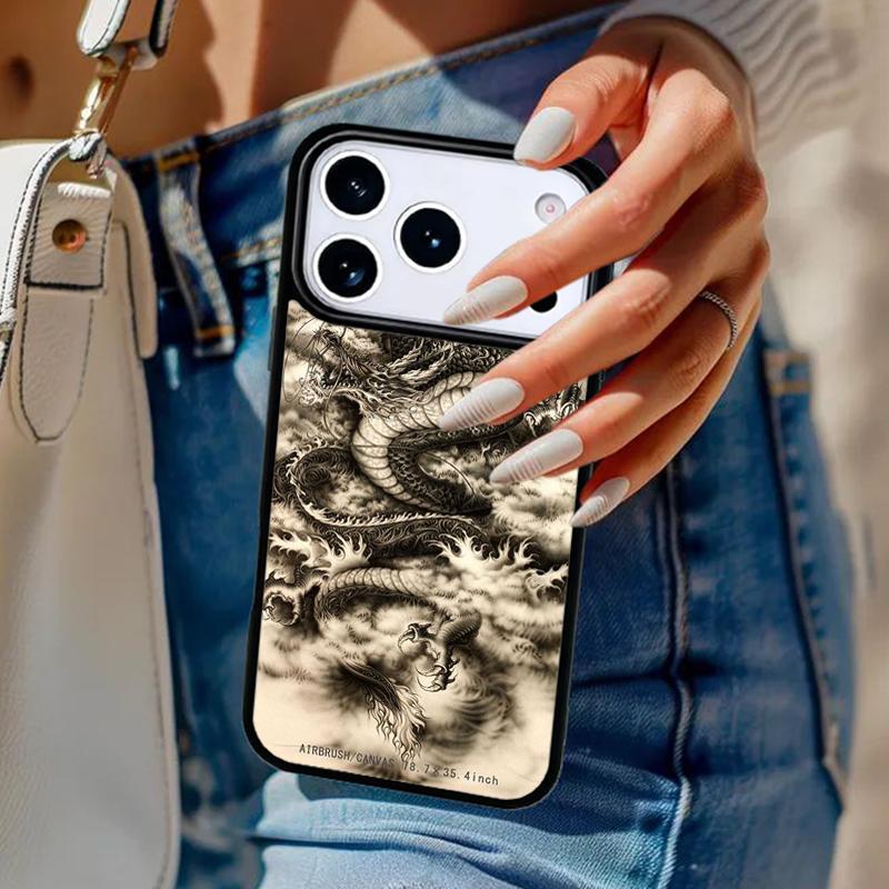 Мягкий чехол для телефона с азиатским китайским драконом Для iPhone 17 Air 14 15 13 12 Max Чехол Для Apple 14 15 16 16e 11 Pro Max Plus Coque
