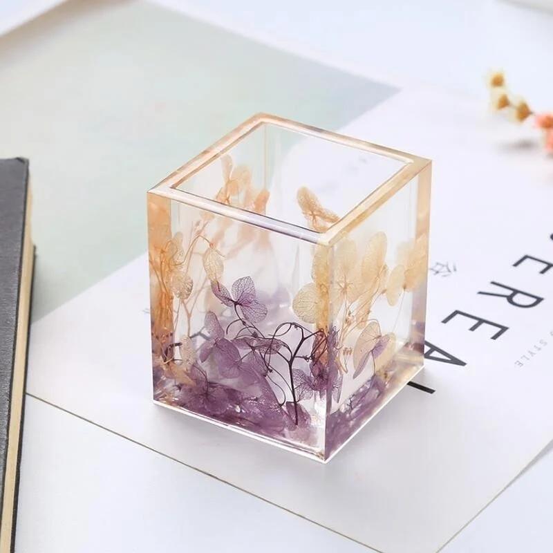 2 шт./комплект, новая прозрачная силиконовая форма, сухоцвет, смола, декоративное ремесло, держатель для ручек, формы для хранения, смоляные формы для ювелирных изделий