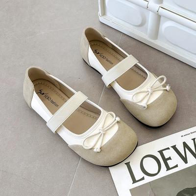 Модная женская обувь Мэри Джейн Осень Новые Туфли на плоской подошве с квадратным носком и неглубоким вырезом, нескользящие, с бантом