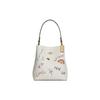 Diary Embroidery Town Leather Bucket Bag , Shoulder Bag , Crossbody Bag Small Women's White (Unisex) Handbags C8282 IMCAH
